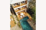 Aerial view of house and pool